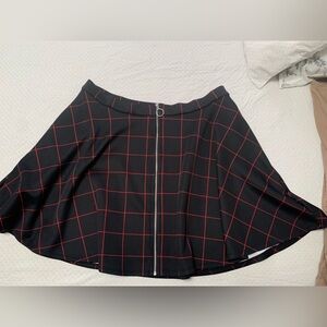 Trendy Black and Red Plaid mini Skirt